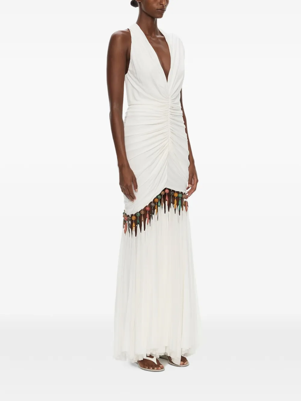 Christopher Esber Tropique Droplet maxi-dress met ruches Wit