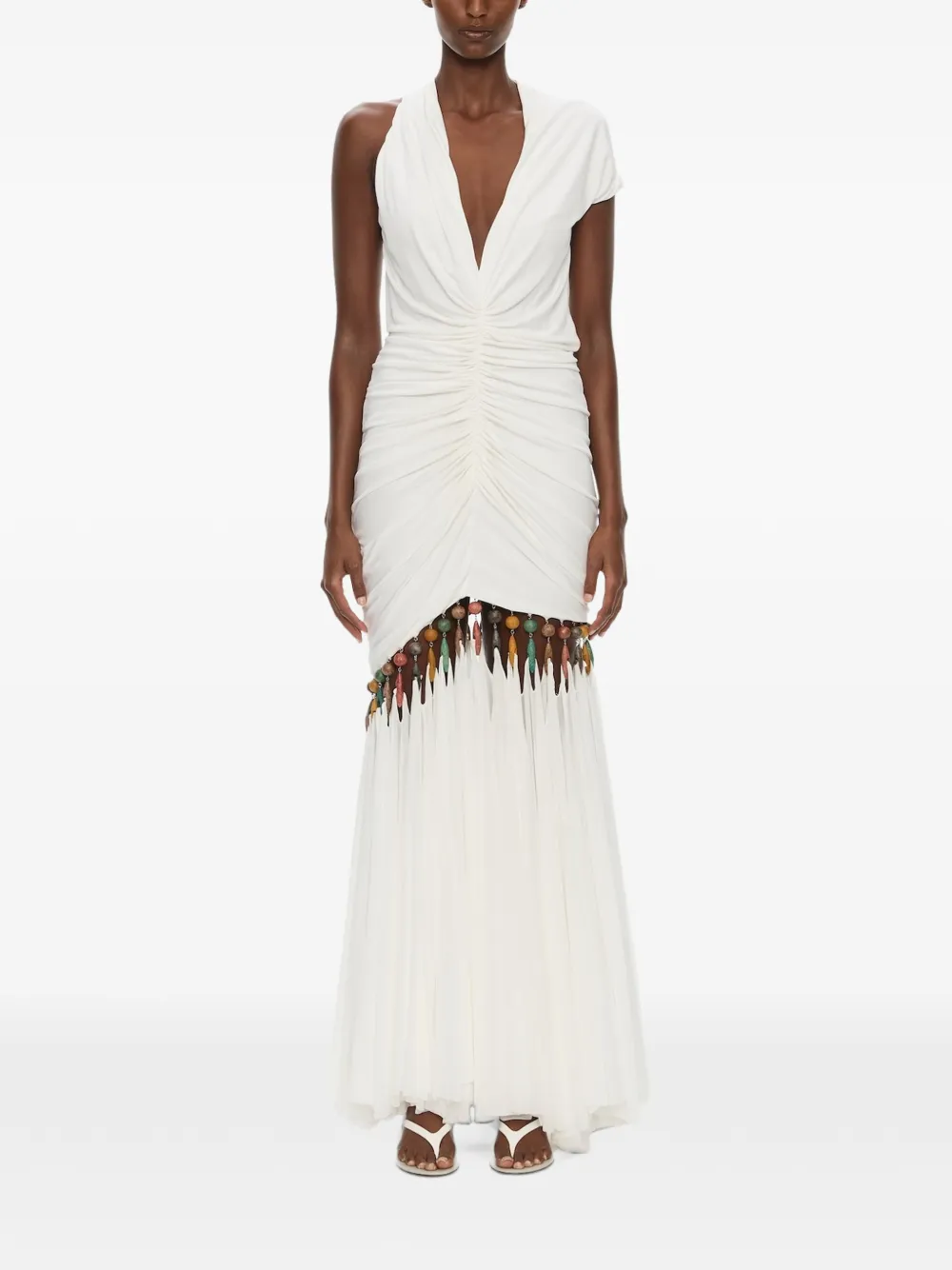 Christopher Esber Tropique Droplet ruched maxi dress - White
