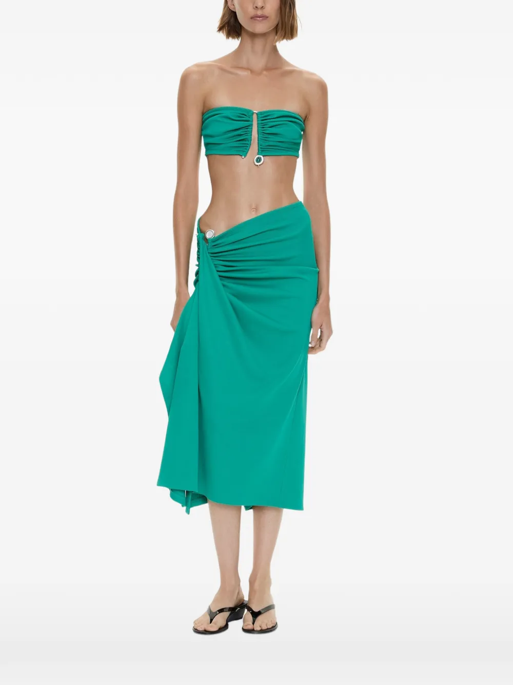 Christopher Esber Top Droplet a fascia con cristalli - Verde