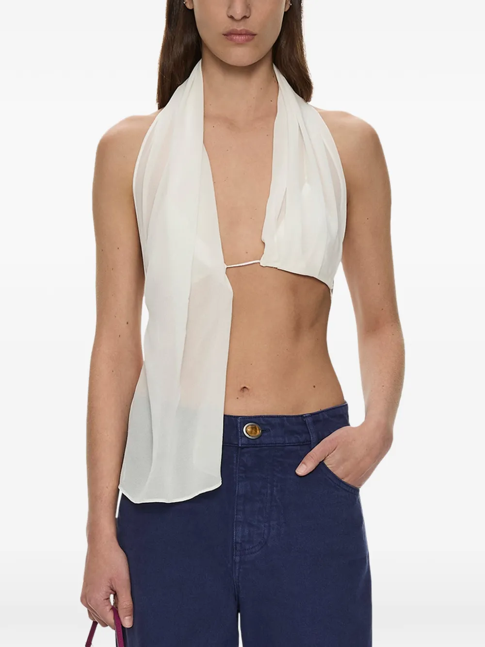 Christopher Esber silk scarf-style top - Blanc
