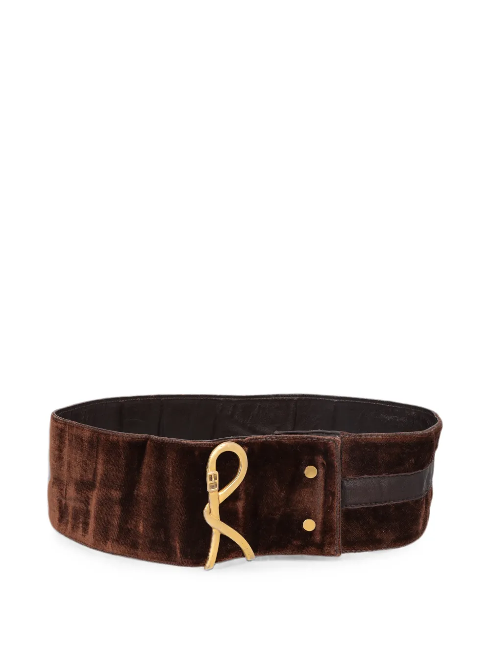 Roberta di Camerino Pre-Owned R logo velvet belt - Marrone