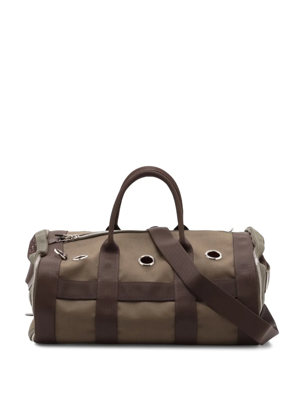 Hermès Pre-Owned 2020 Toile Military Dog Carrier travel bag - Brown