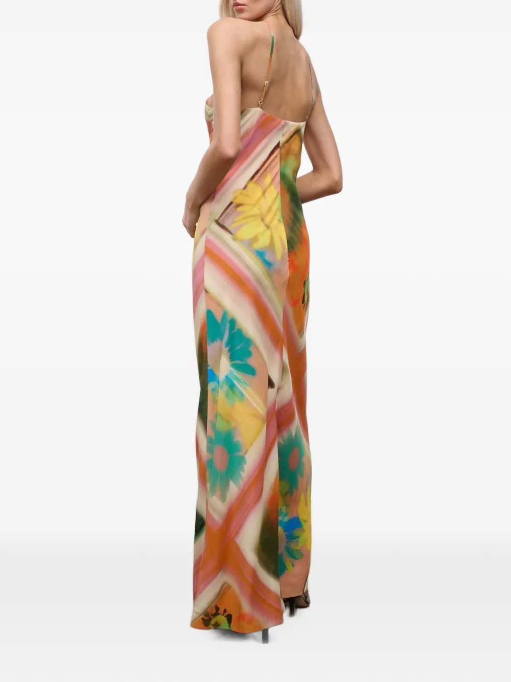 STAUD Cubism maxi-jurk met bloemenprint Beige