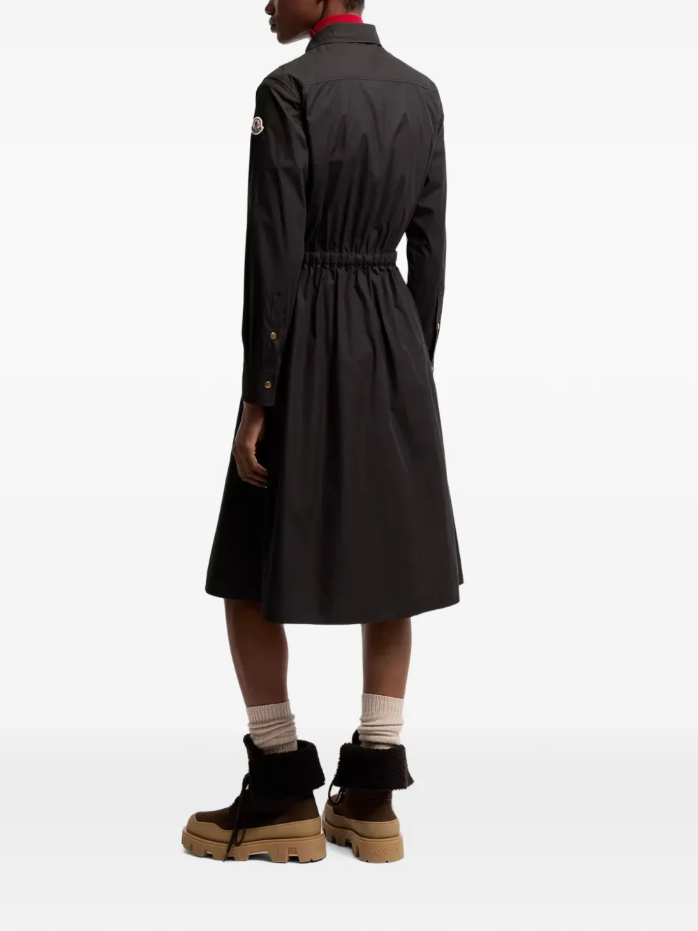 Moncler Midi-jurk met trekkoord en rits Zwart