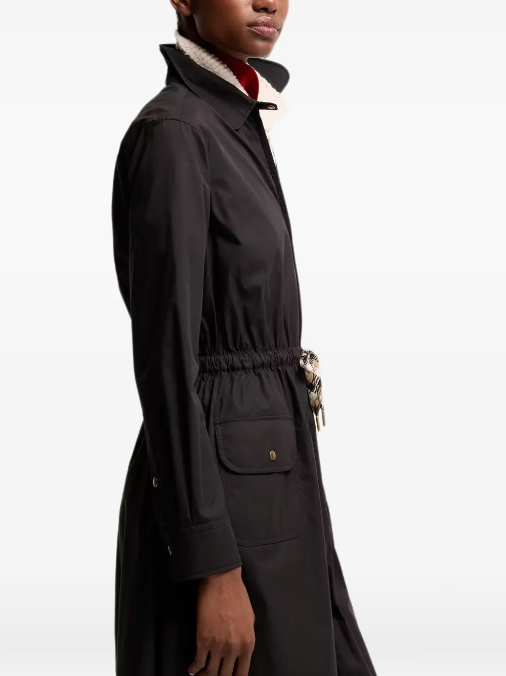 Moncler Midi-jurk met trekkoord en rits Zwart