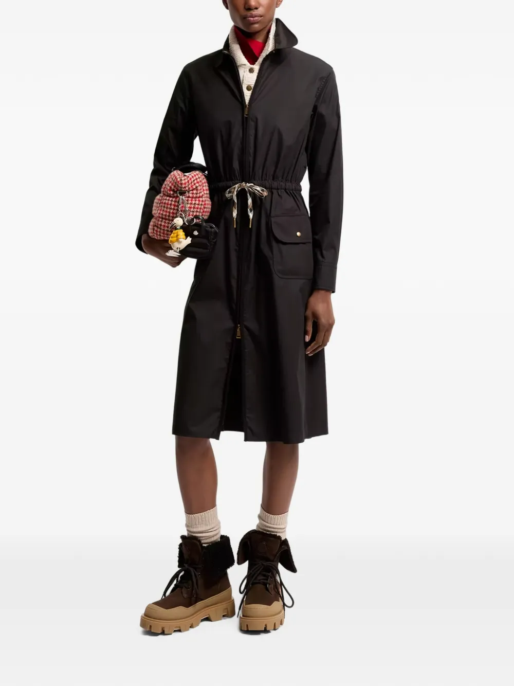 Moncler Midi-jurk met trekkoord en rits Zwart