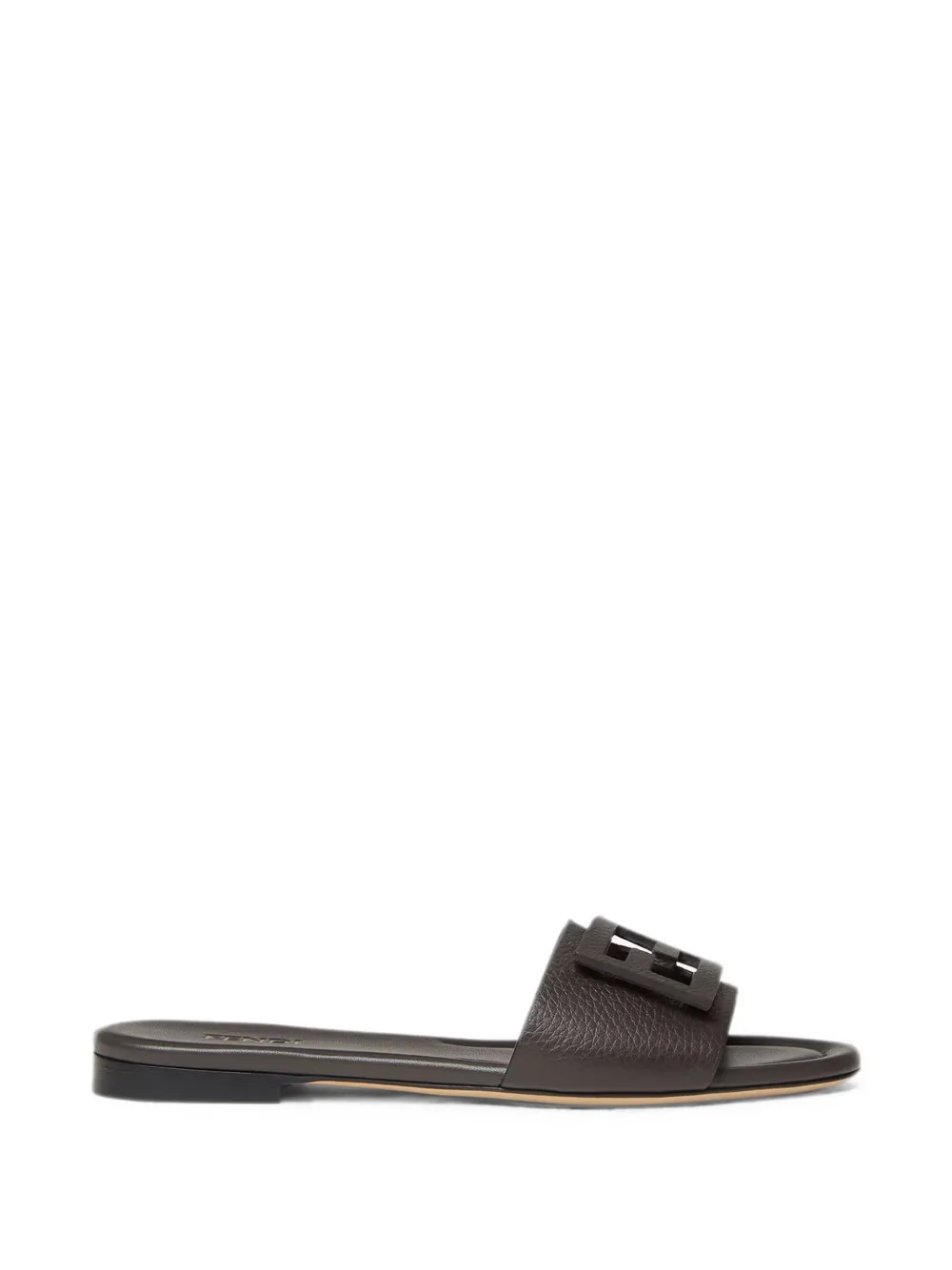 FENDI Baguette dark brown leather slides - Braun