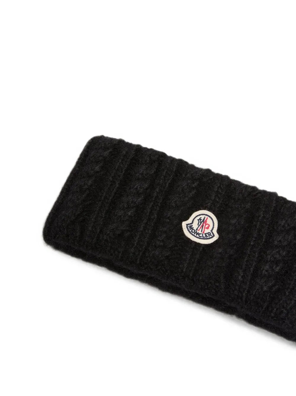 Moncler Kabelgebreide haarband met logo-patch Zwart