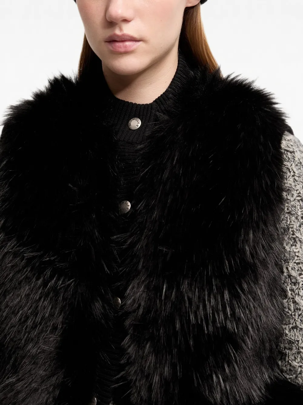 Moncler Kabelgebreide haarband met logo-patch Zwart