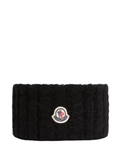 Moncler cable-knit logo-patch headband