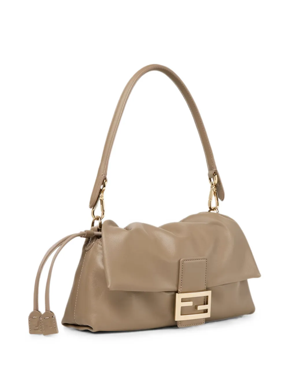 FENDI Medium Baguette leren schoudertas Beige