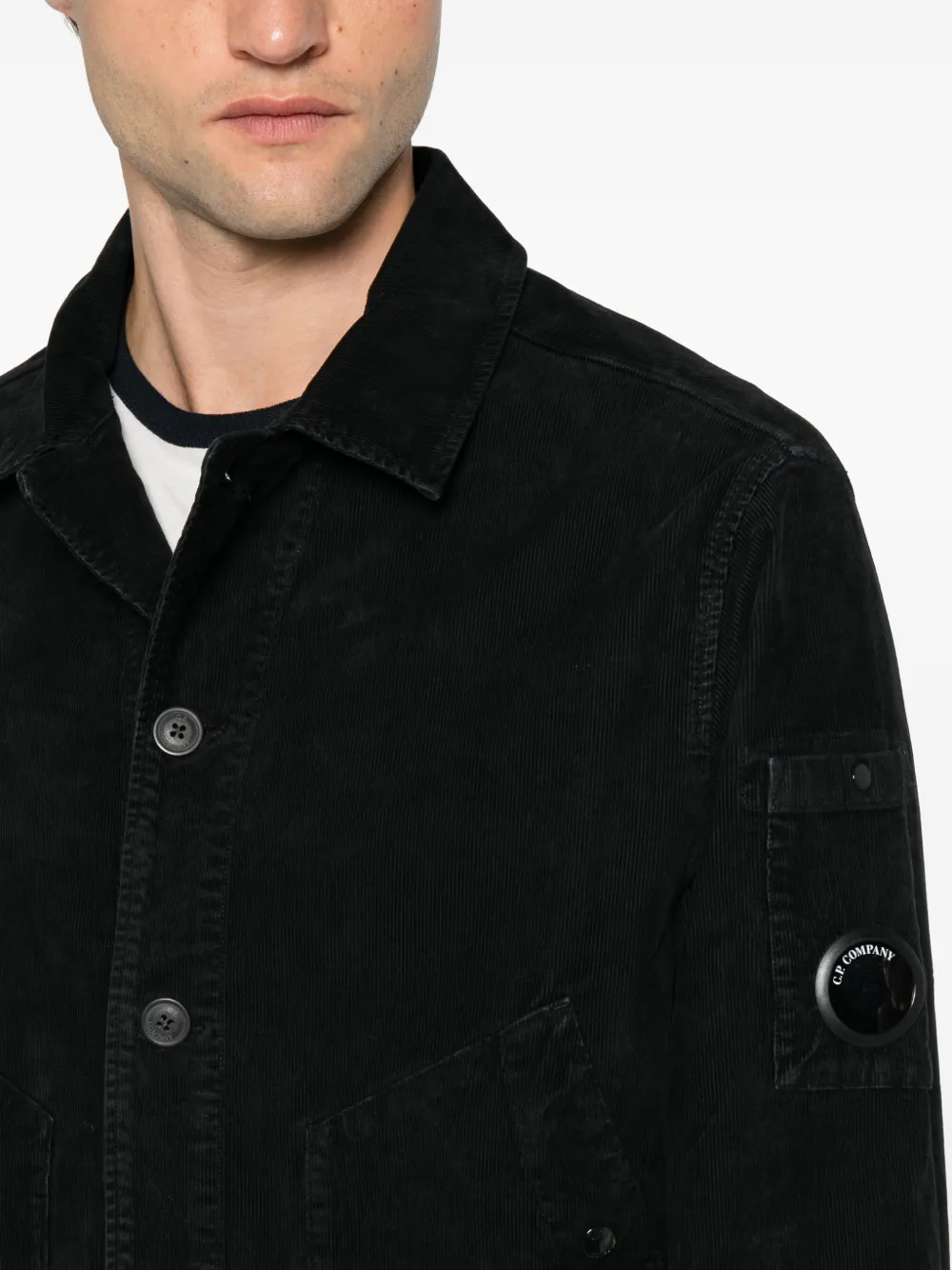 C.P. Company Ribfluwelen shirtjack met Lens-detail Zwart