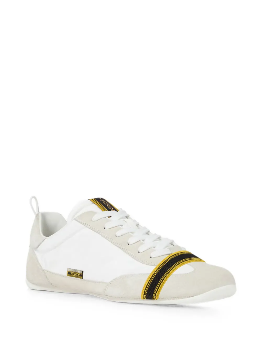 FENDI Suède en witte leren low-top sneakers