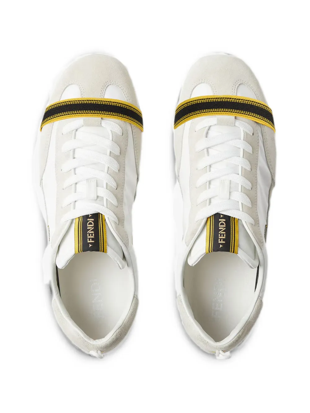 FENDI Suède en witte leren low-top sneakers