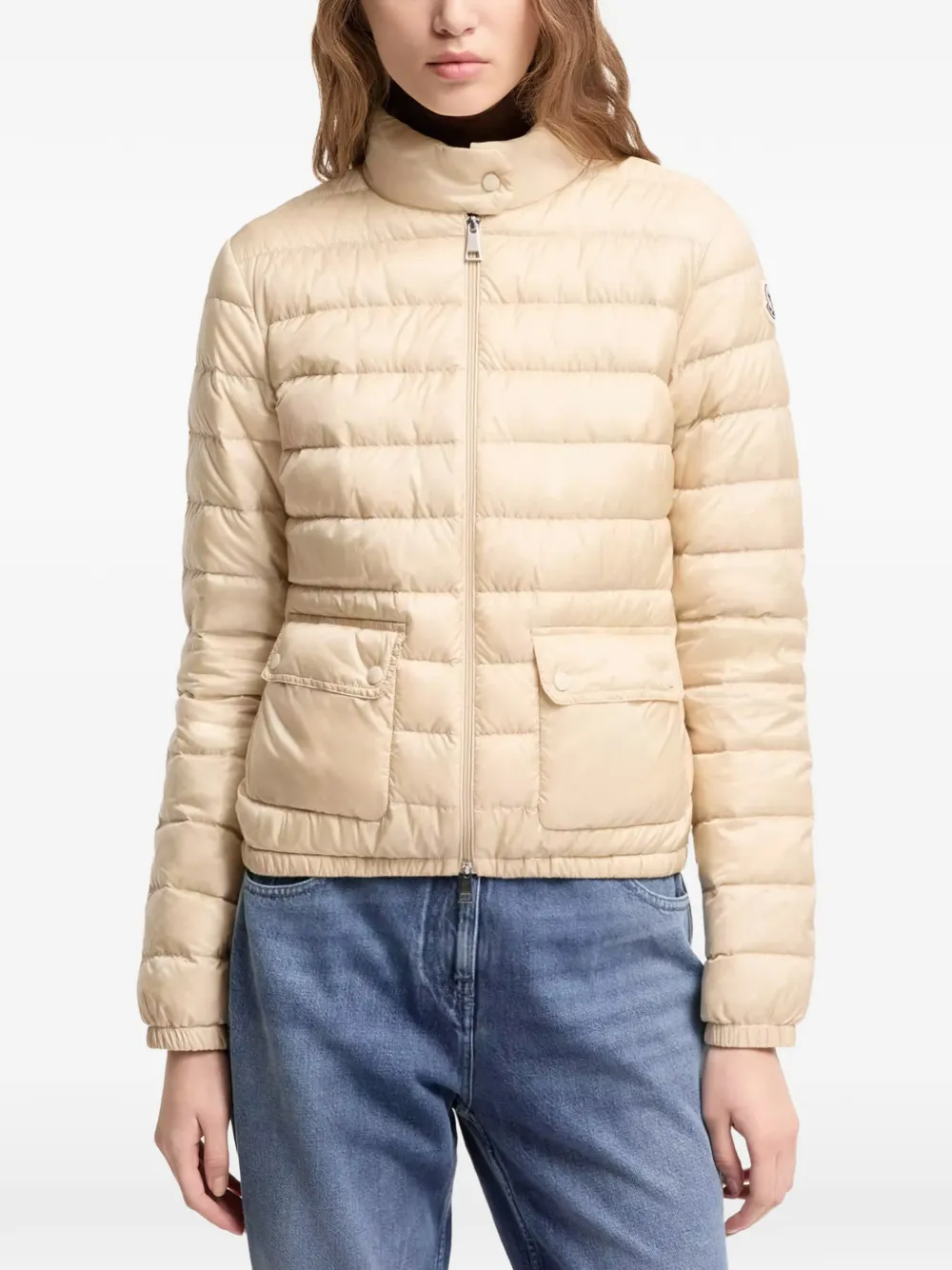 Moncler Lans gewatteerd donsjack Beige