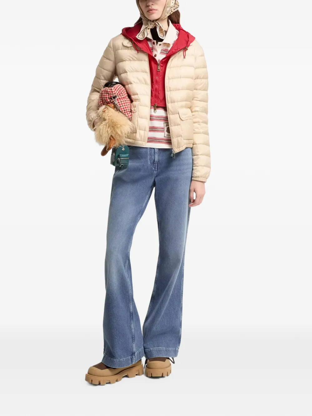 Moncler Lans gewatteerd donsjack Beige