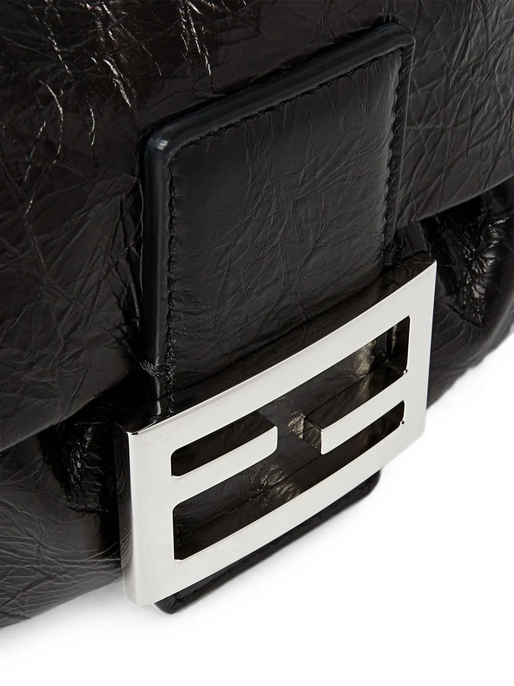 FENDI Baguette zachte leren mini-tas met gebarsten effect Zwart