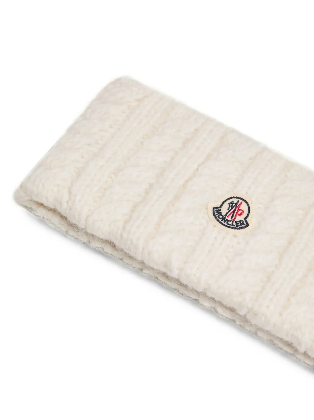 Moncler Kabelgebreide haarband met logo-patch Wit