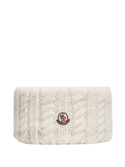 Moncler cable-knit logo-patch headband