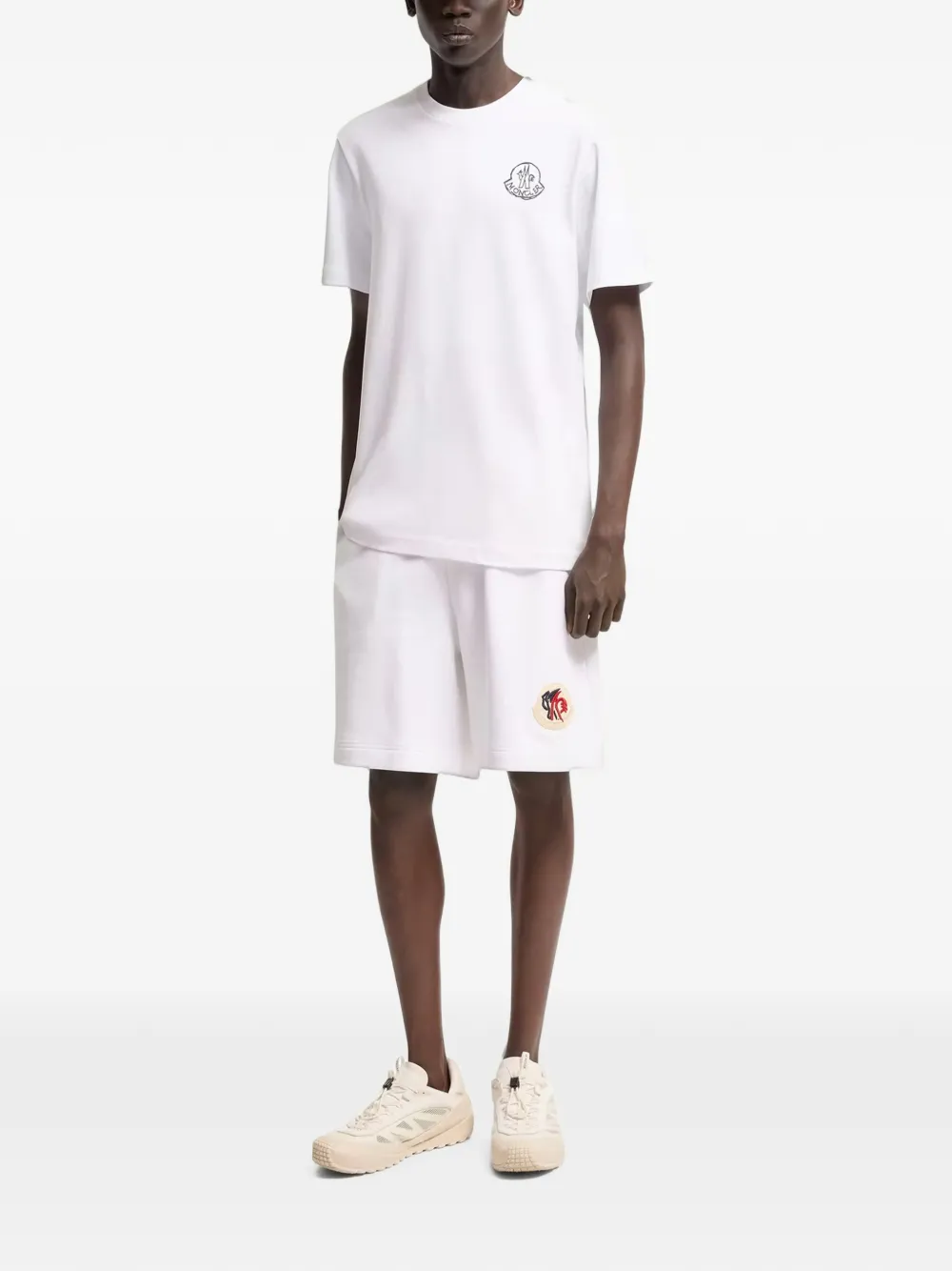 Moncler Jersey T-shirt met logo-patch Wit