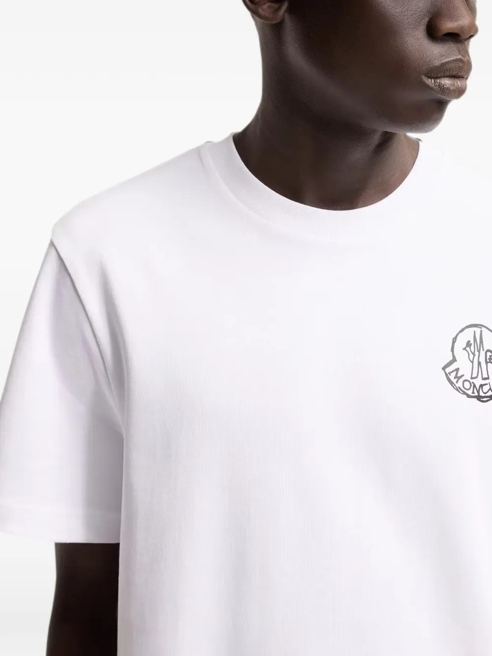 Moncler Jersey T-shirt met logo-patch Wit