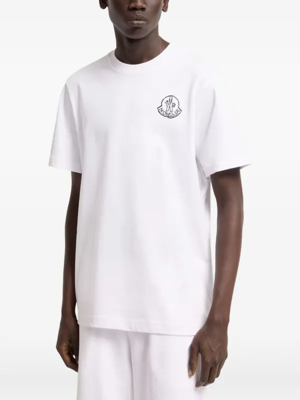 Moncler Cotton Jersey Logo Patch T-shirt | White | FARFETCH