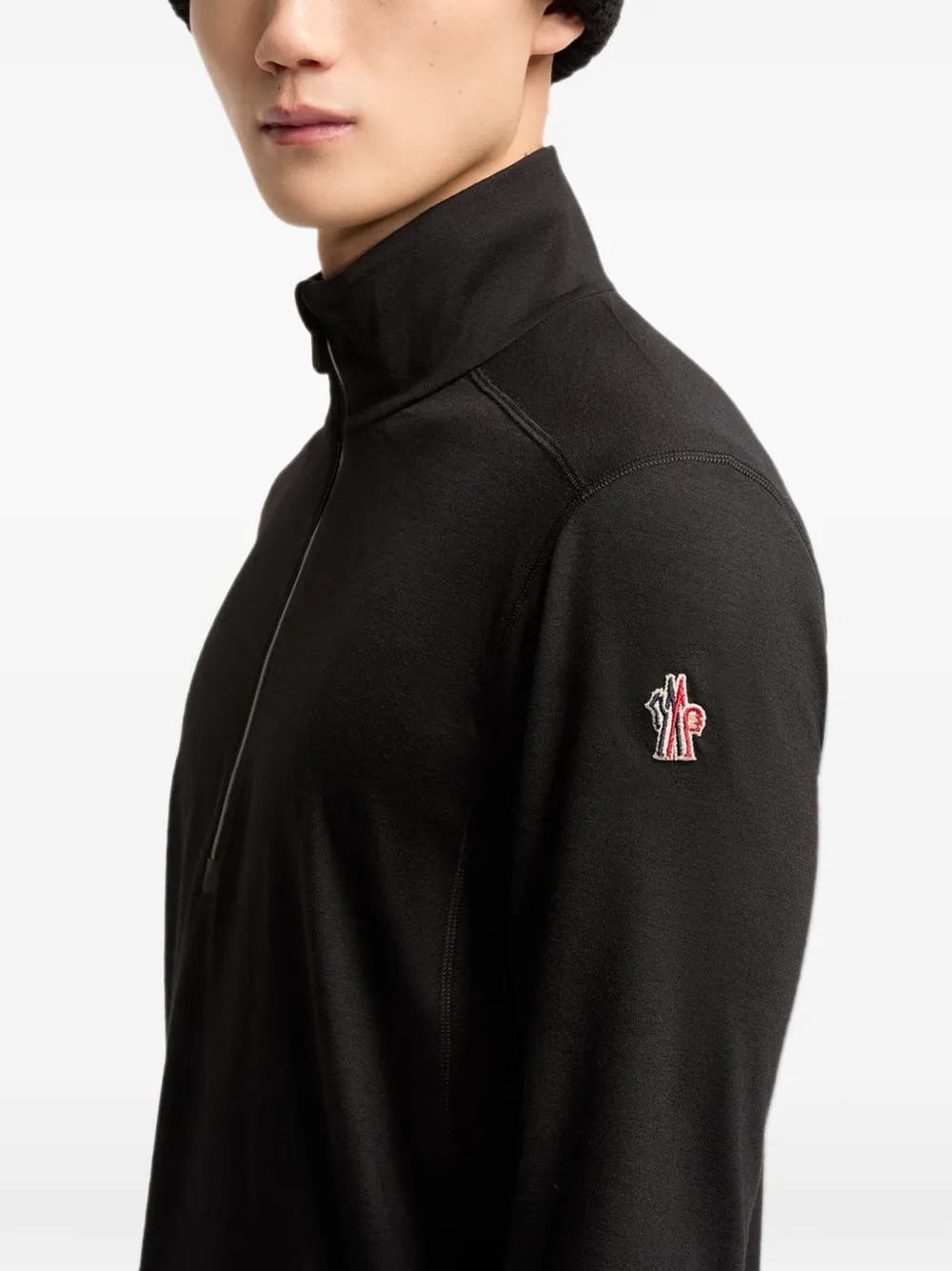 Moncler knit half-zip turtleneck T-shirt Zwart