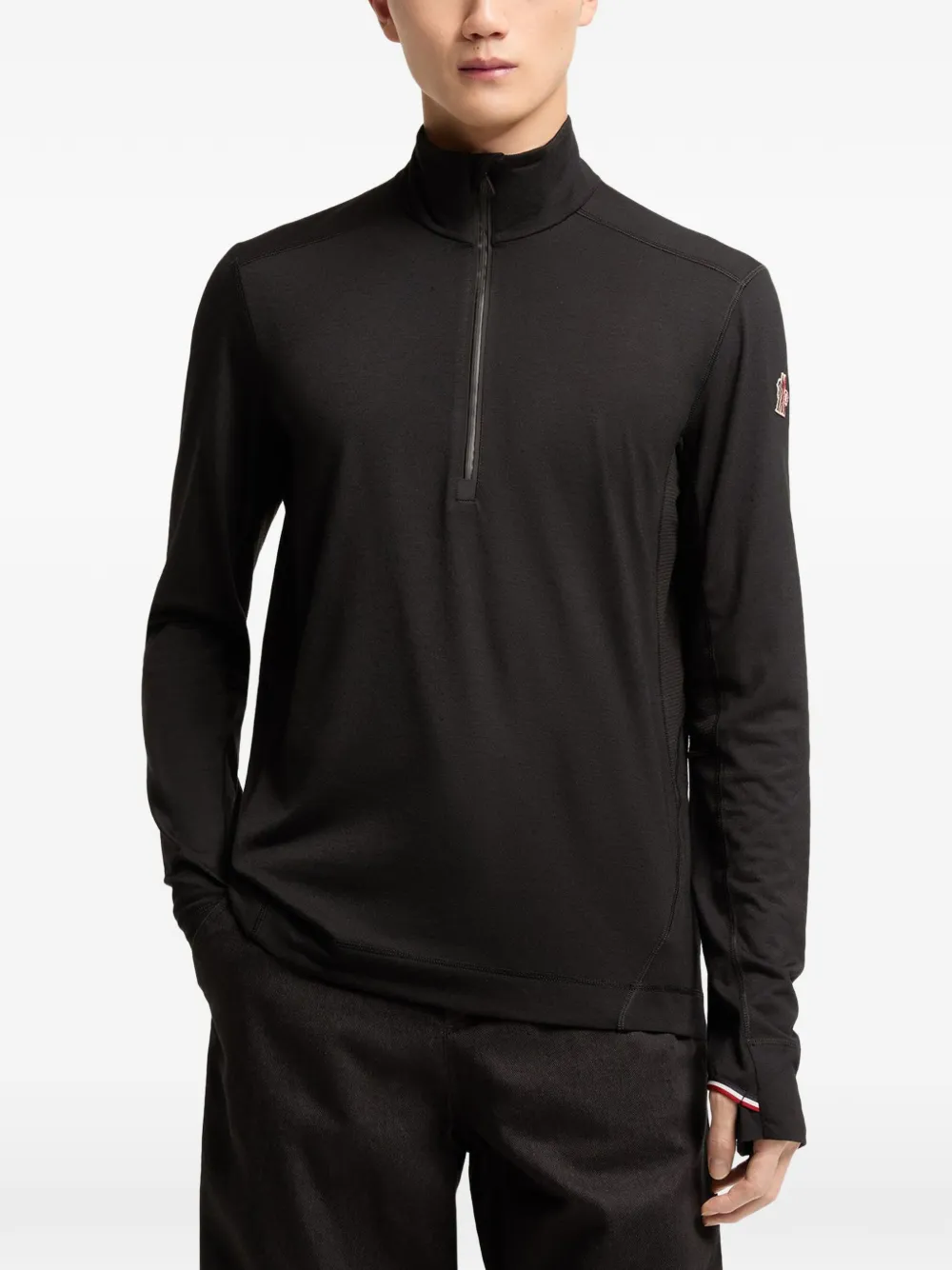 Moncler knit half-zip turtleneck T-shirt Zwart