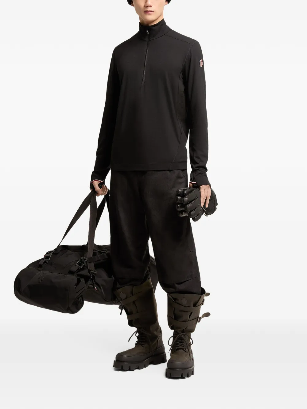 Moncler knit half-zip turtleneck T-shirt Zwart