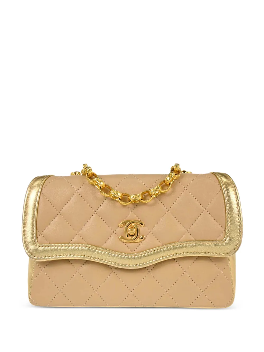 CHANEL Pre-Owned 1990 wave-design shoulder bag - Neutrals