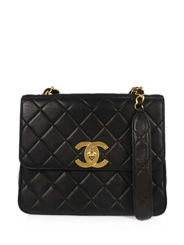CHANEL ブラックファブリックバッグ CHANEL Pre-Owned 1995 CC-turn-lock-fastening Shoulder Bag | Black
