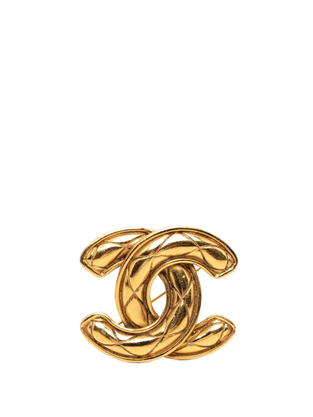 CHANEL Pre-Owned Spilla CC placcata oro con design trapuntato 1970-1980