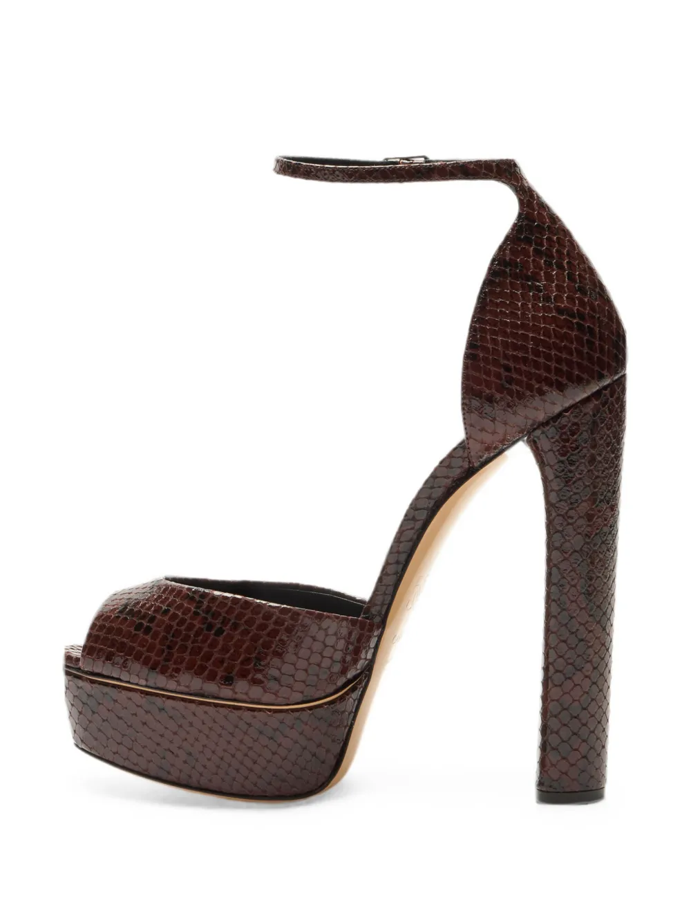 Casadei Flora python-effect platform sandals Bruin
