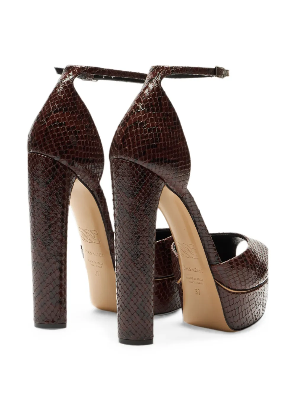Casadei Flora python-effect platform sandals Bruin