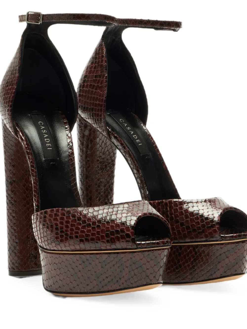 Casadei Flora python-effect platform sandals Bruin