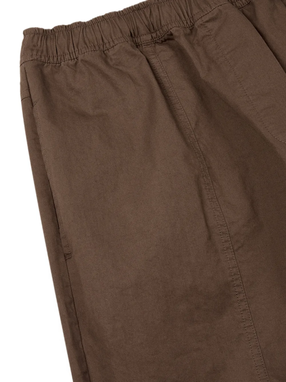 TOMBOY Katoenen-twill broek met toelopende pijpen en elastische taille Bruin