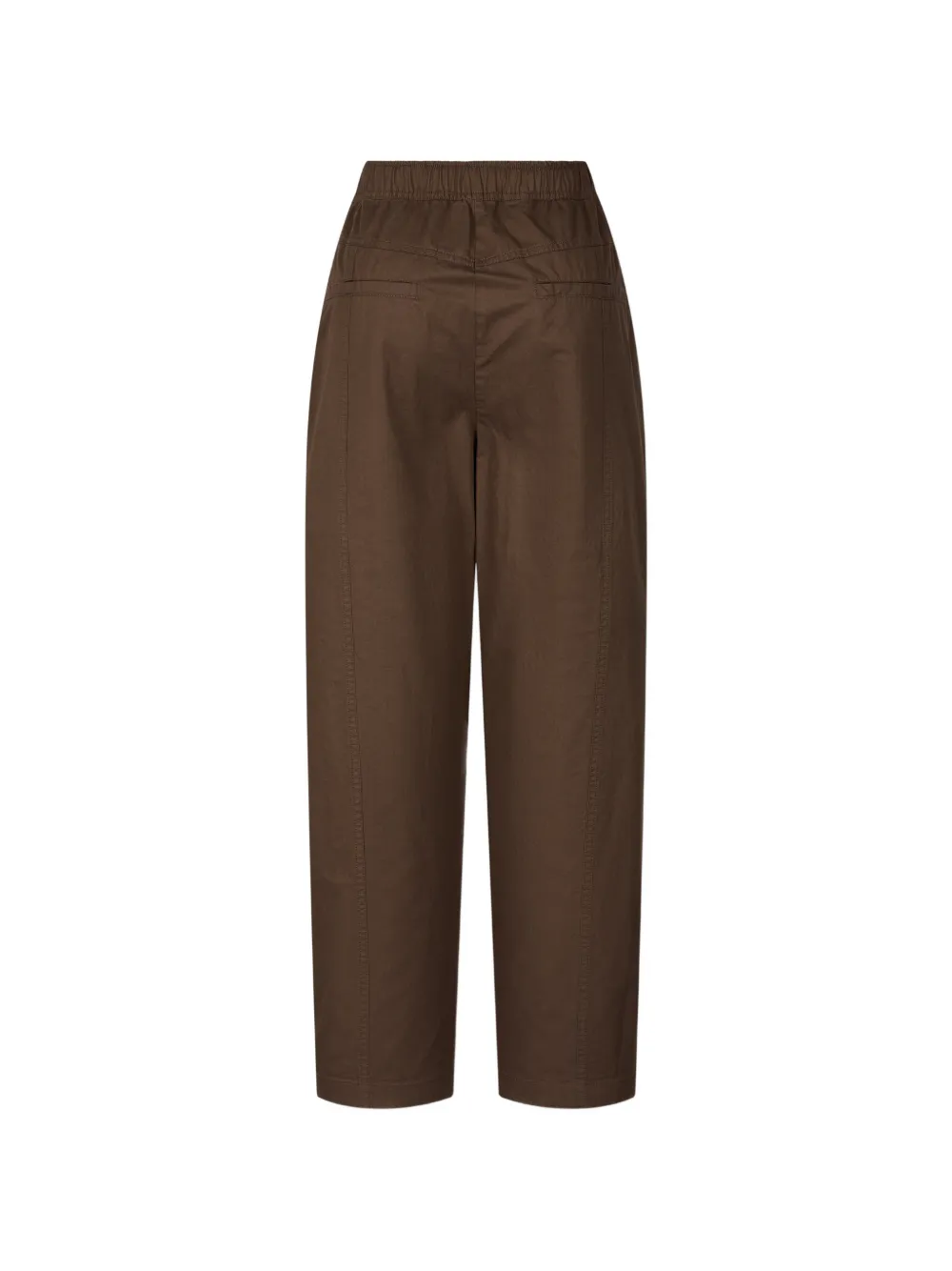 TOMBOY Katoenen-twill broek met toelopende pijpen en elastische taille Bruin