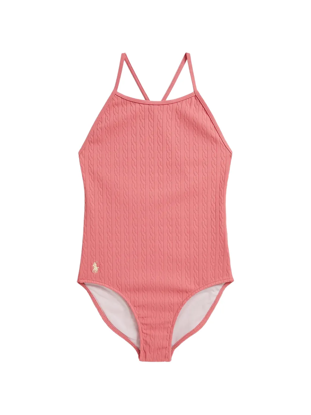 POLO RALPH LAUREN KIDS mini-cable jacquard one-piece swimsuit - Rosa