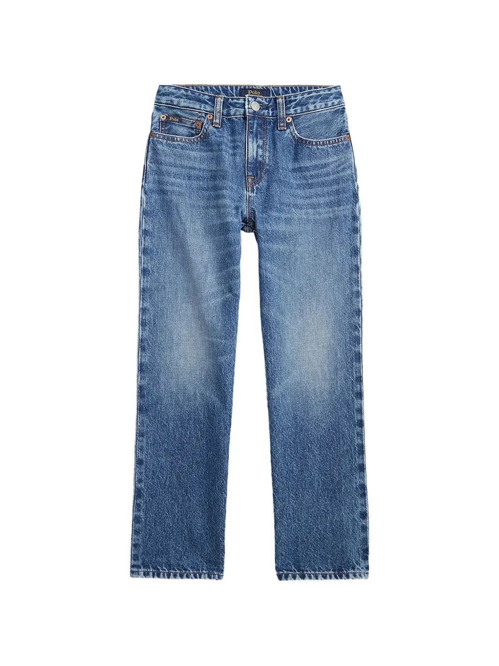 POLO RALPH LAUREN KIDS high-rise straight-fit stretch jeans - Blu