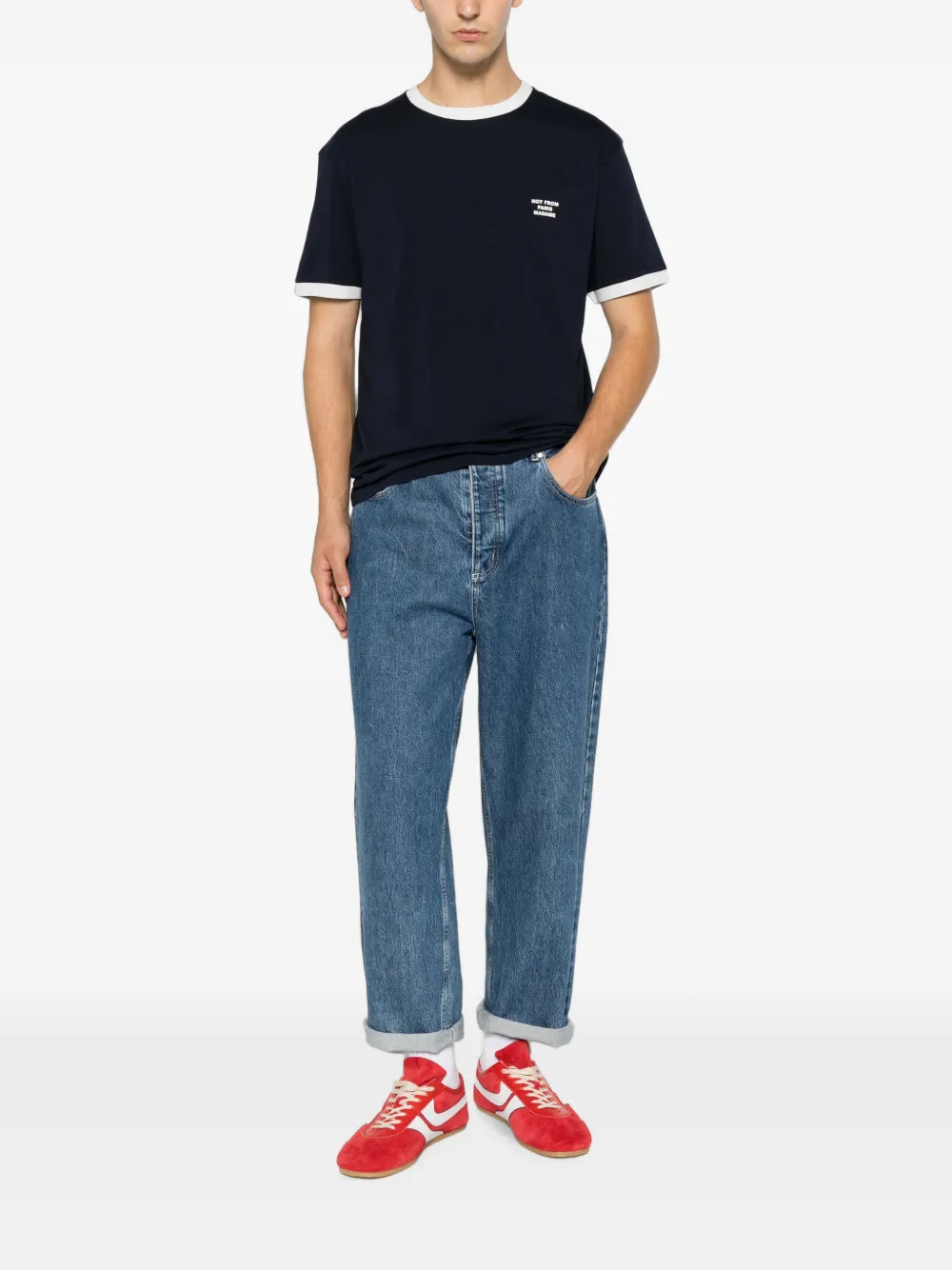 Drôle De Monsieur T-shirt met logoprint Blauw