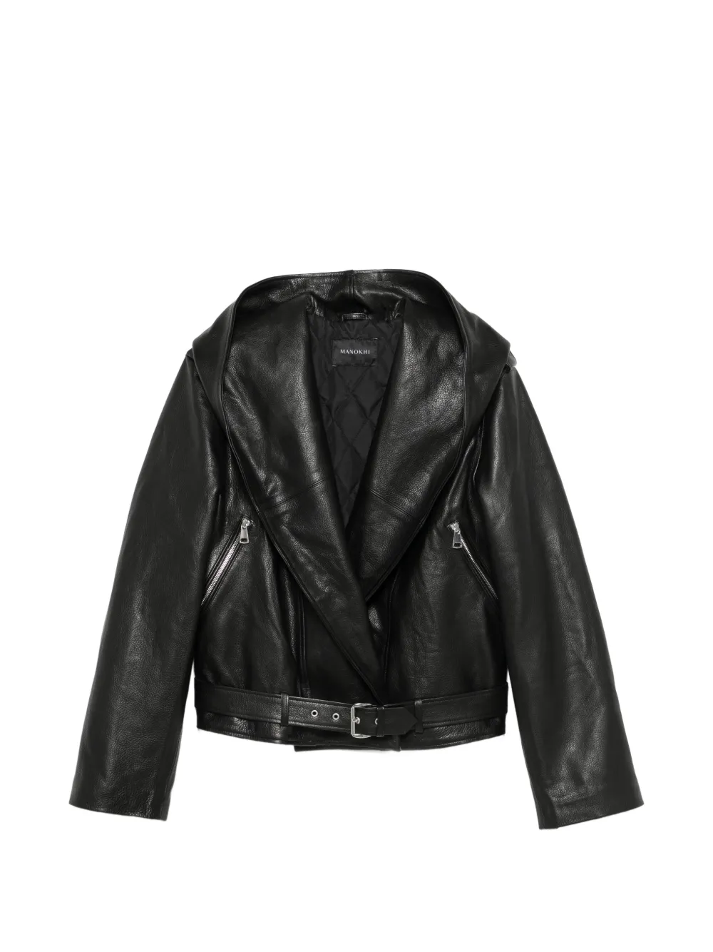Manokhi Irina belted hooded jacket - Nero