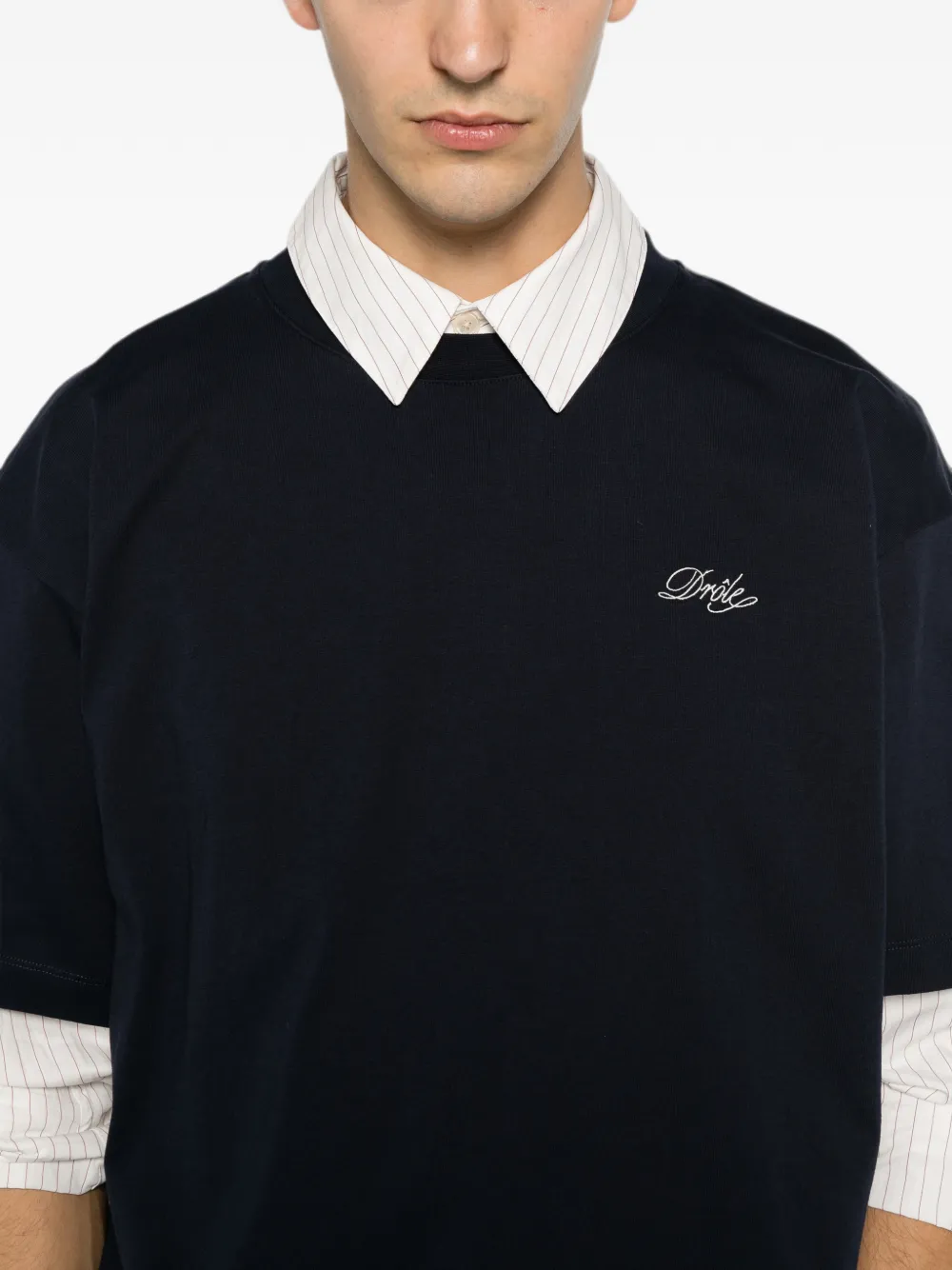Drôle De Monsieur Bellissima T-shirt met geborduurd logo Blauw