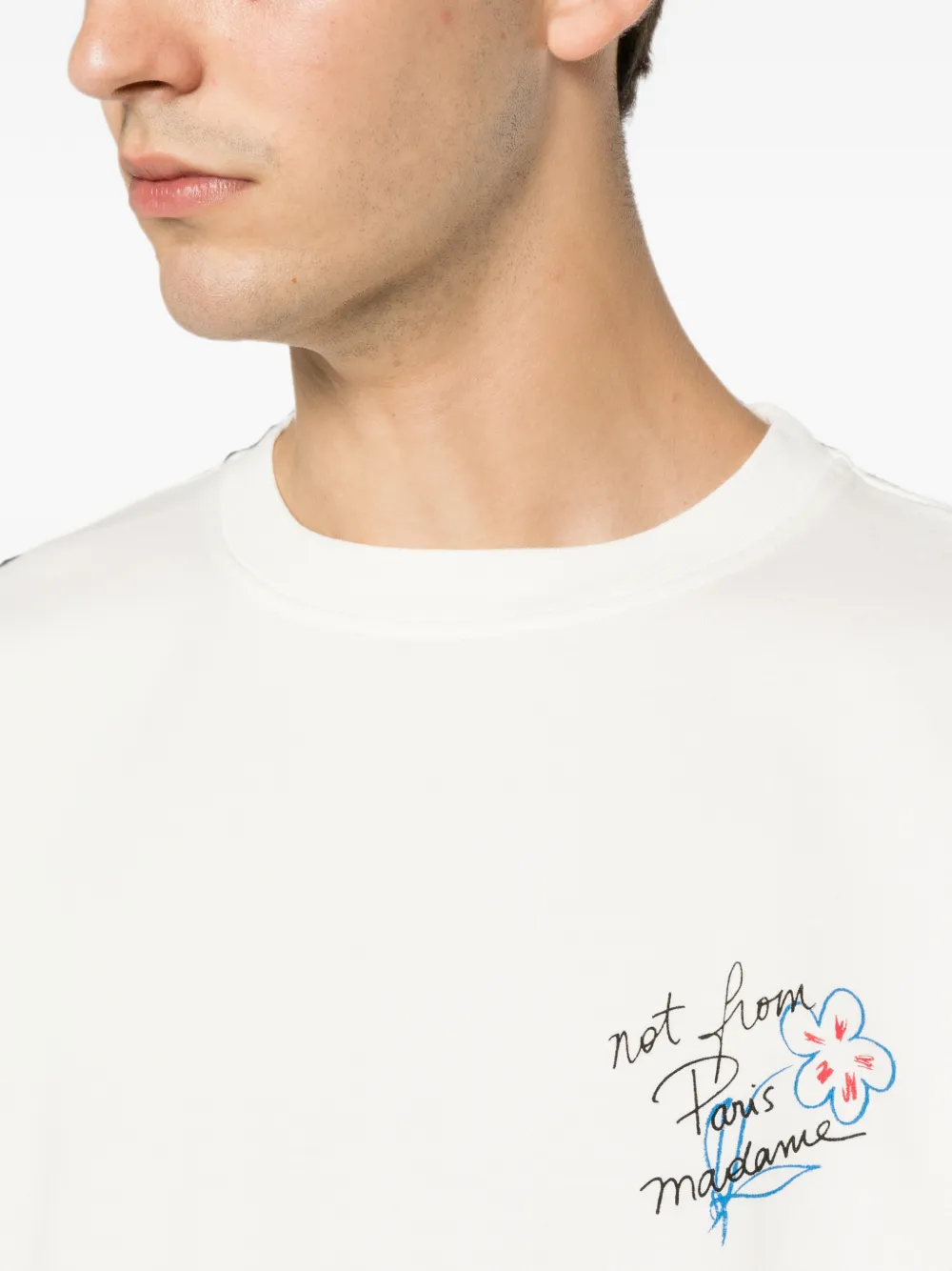 Drôle De Monsieur T-shirt met tekst en lange mouwen Wit
