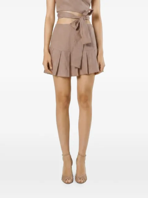 Mia Peculiar pleated linen mini skirt