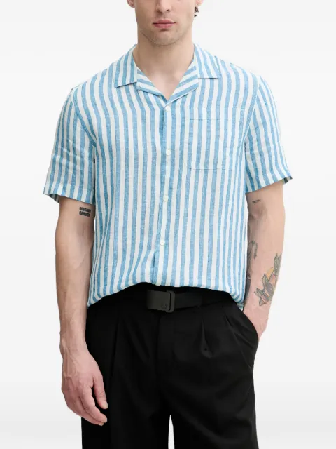 Michael Kors striped linen camp shirt