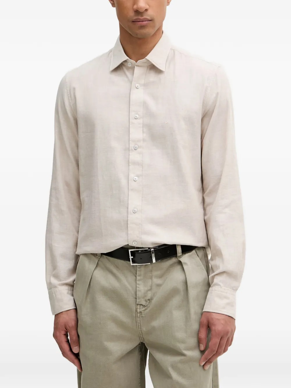 Michael Kors cotton and linen slim-fit shirt Beige