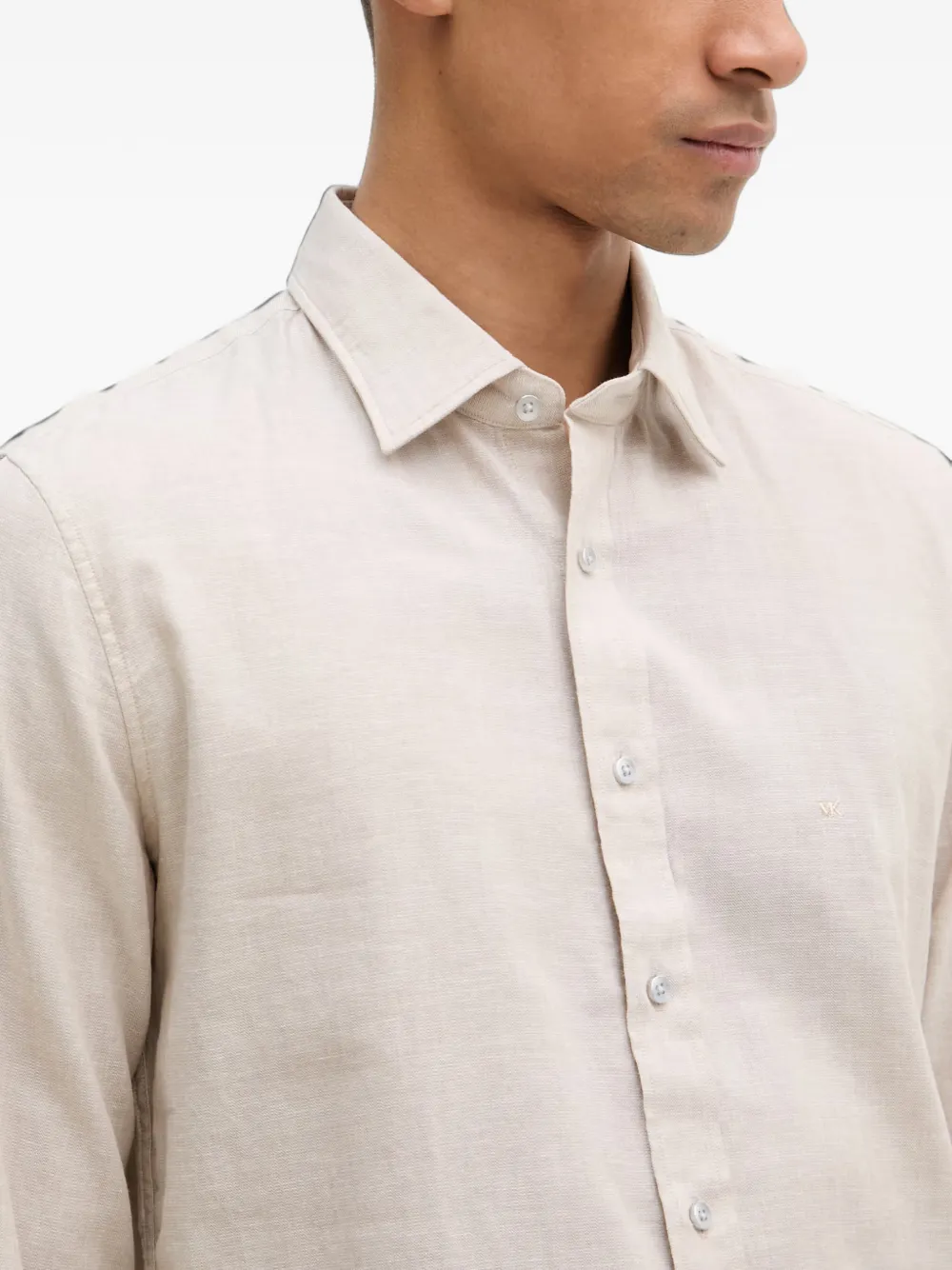 Michael Kors cotton and linen slim-fit shirt Beige