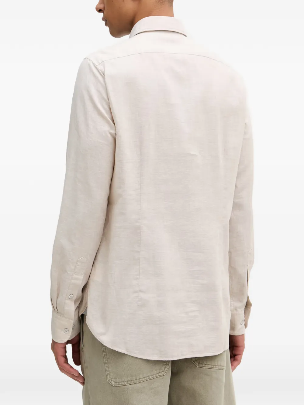 Michael Kors cotton and linen slim-fit shirt Beige