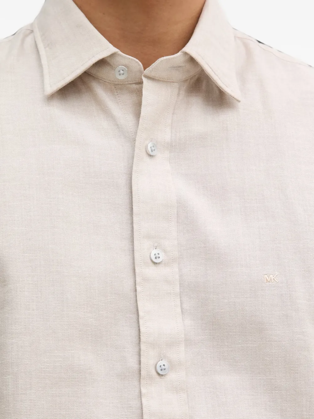 Michael Kors cotton and linen slim-fit shirt Beige