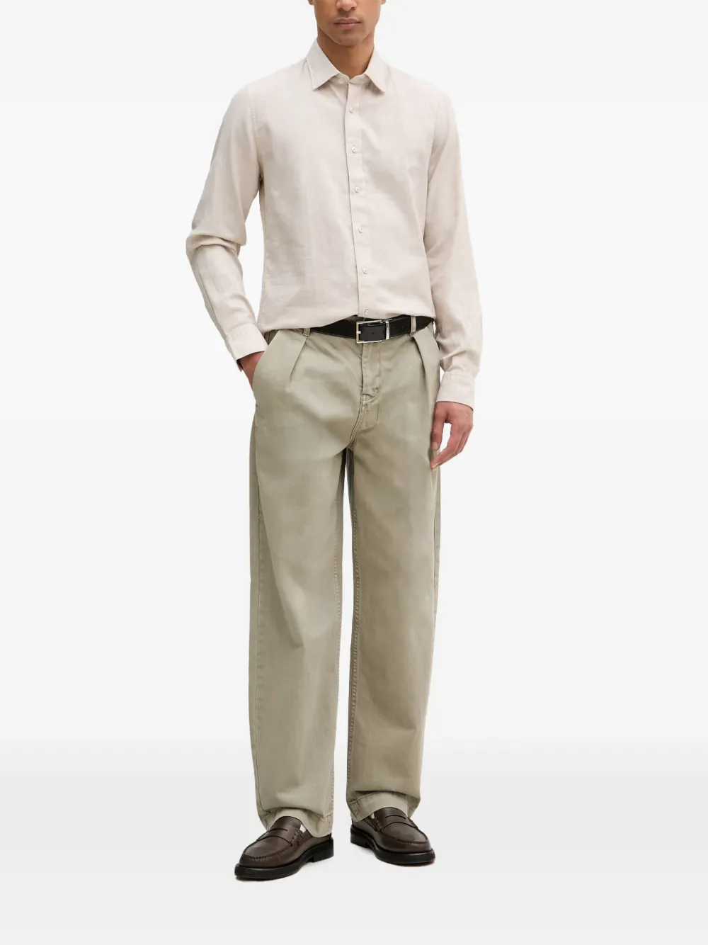 Michael Kors cotton and linen slim-fit shirt Beige